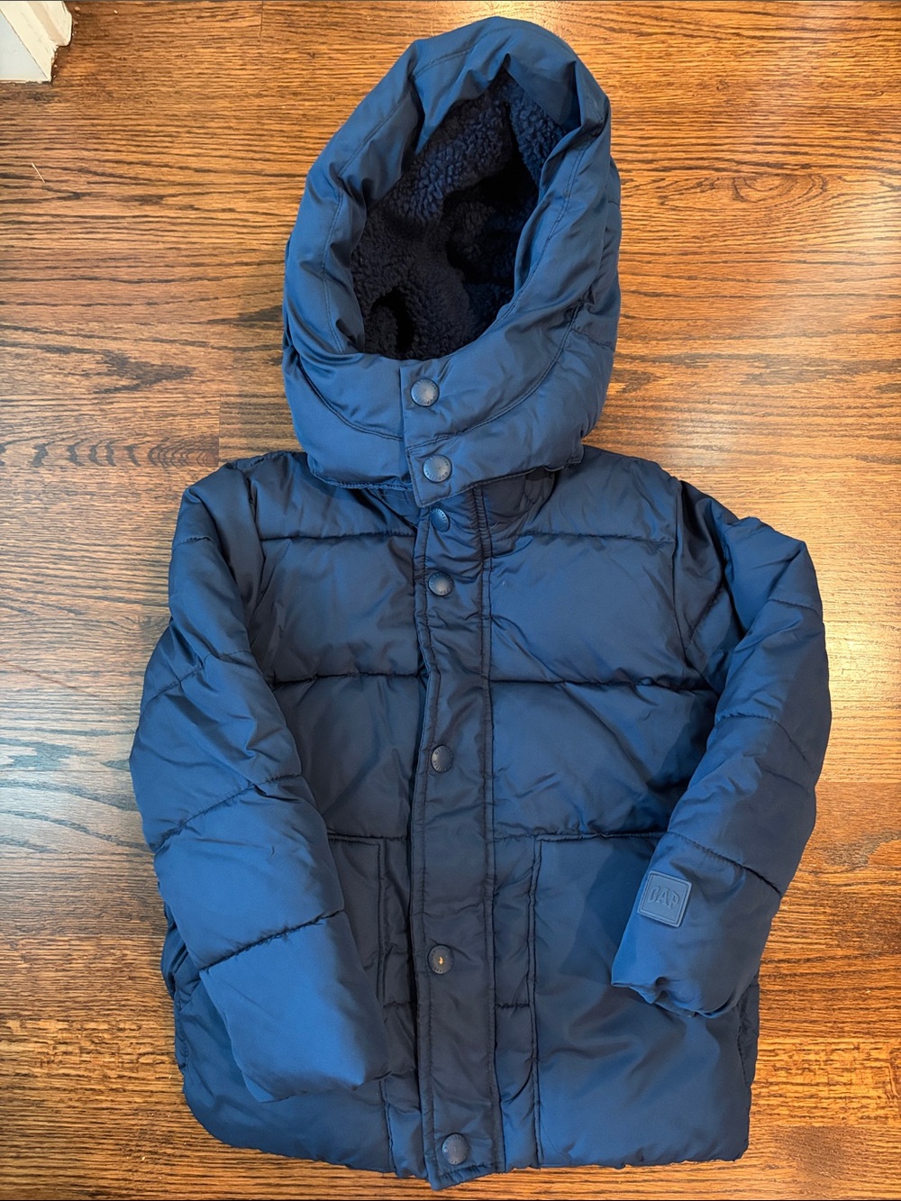 GAP Dark Blue Quilted Hooded Puffer ColdControl Max Coat
